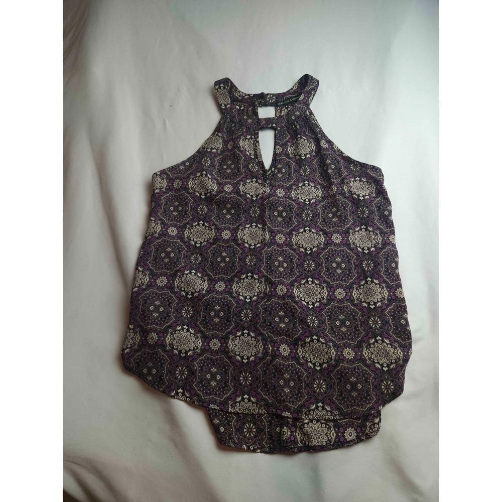Harlowe & Graham Top Womens S Purple Black Paisley Boho Chic Festival Resortwear